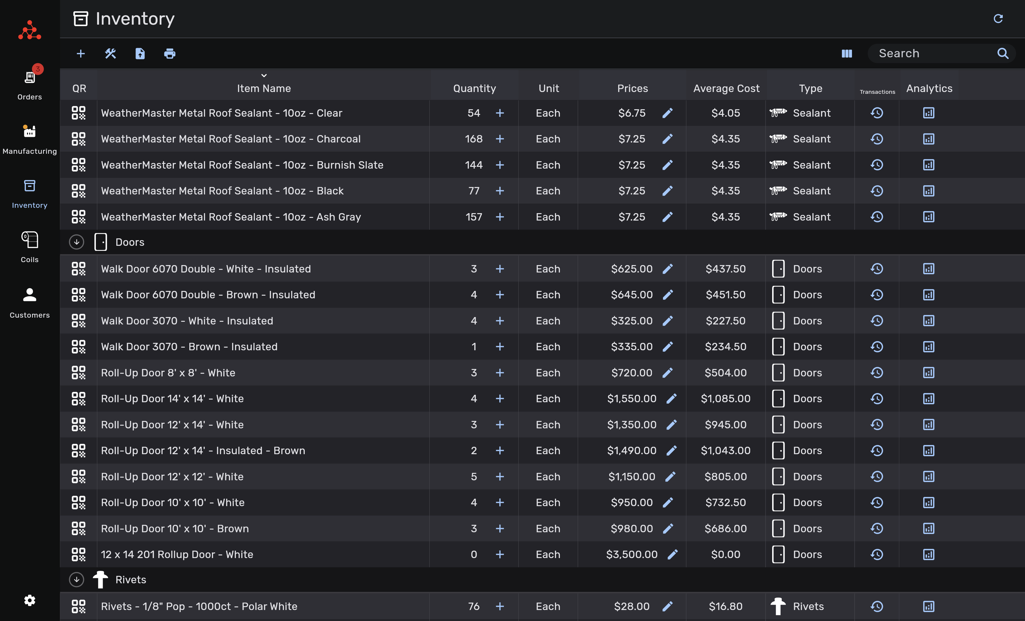 Inventory Tracking & Cost Control Screenshot